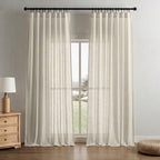 Linen Blend Light Filtering Curtains - Oatmeal Set for Living Room