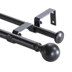 Adjustable Double Curtain Rod Set - Black Metal Window Treatment