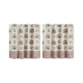 Dusty Rose Floral Gingham Cotton Cafe Curtains for Kitchen Windows